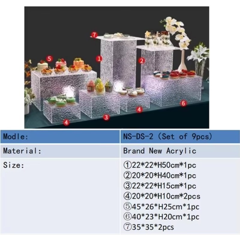 Display Risers Set - Kotak Akrilik Transparan, Wadah Makanan Berbentuk