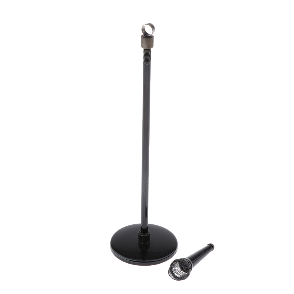 Action Figure Stand - Model Mikrofon Miniatur, Dudukan Logam yang
