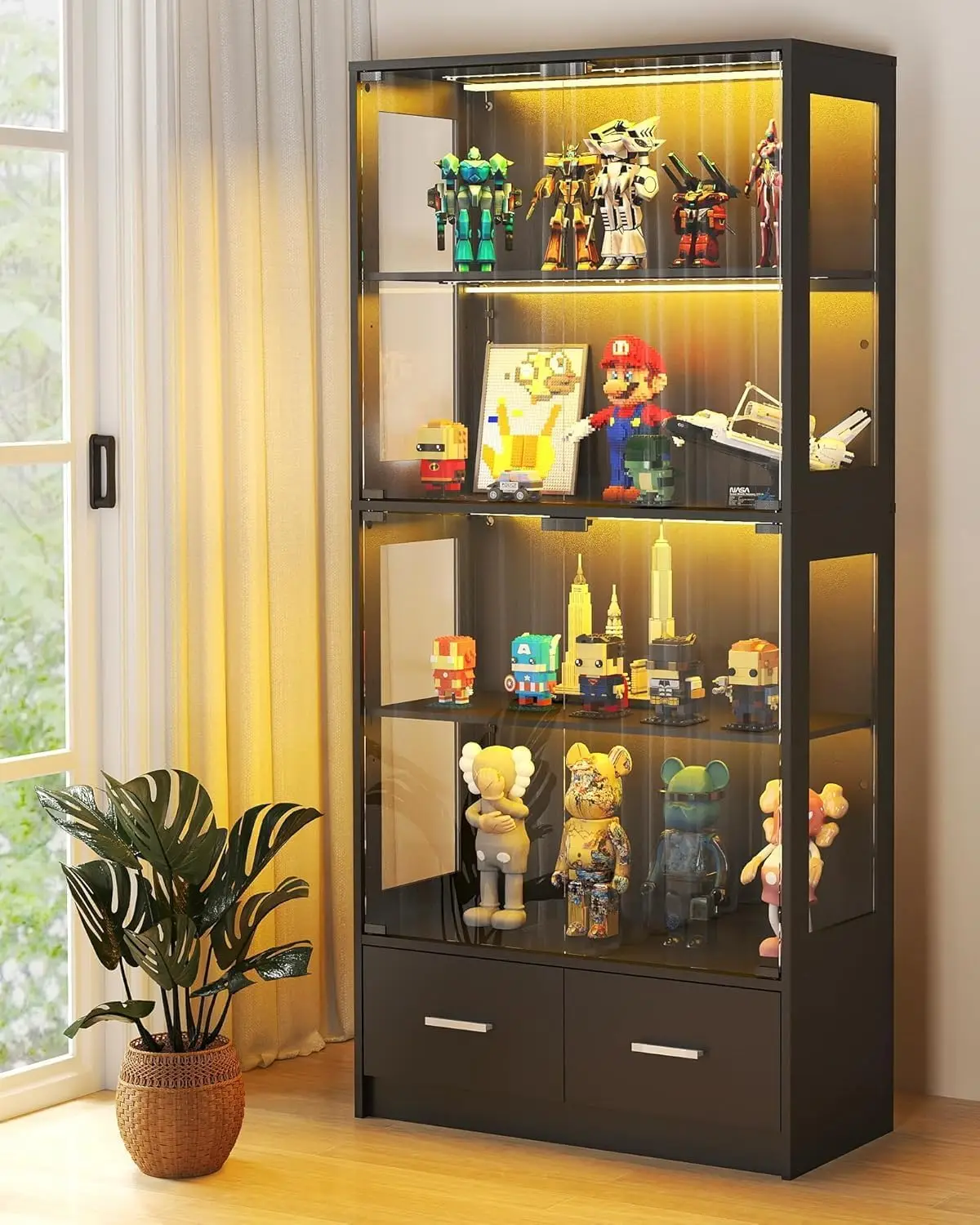 Lemari pajangan kaca hitam den - Pop Display Shelf ulasan dan harga