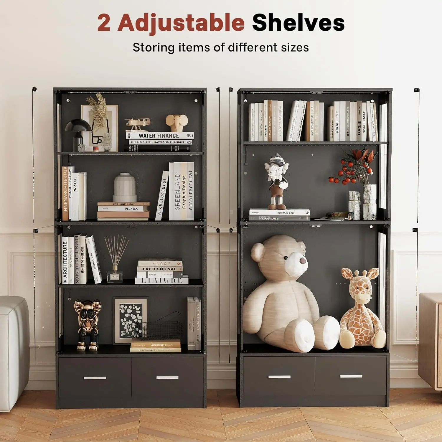 Lemari pajangan kaca hitam den - Pop Display Shelf ulasan dan harga