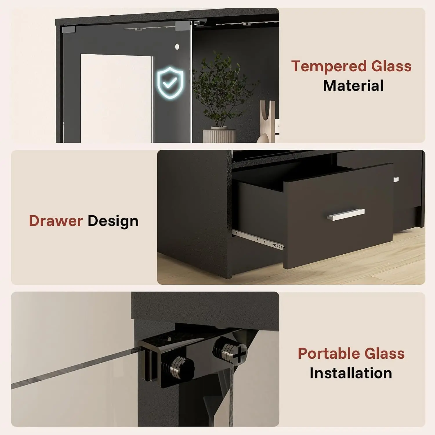 Lemari pajangan kaca hitam den - Pop Display Shelf ulasan dan harga